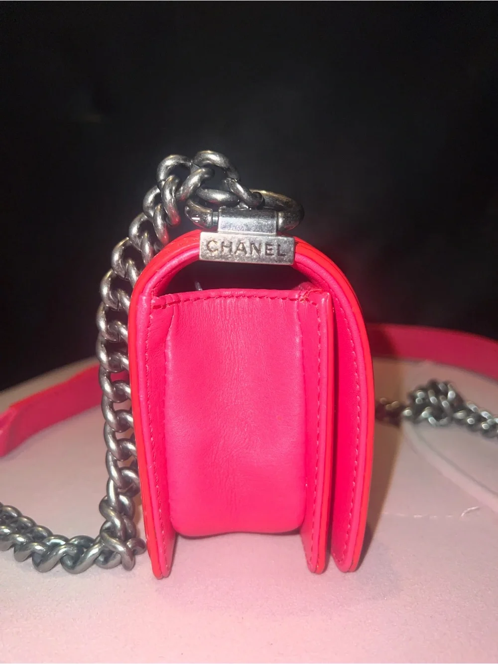 Chanel Quilted Hot Pink flap boy bag